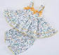 Spanish Style Vintage Floral Dress With Bloomer,Yellow/Pink,12M to 6T.