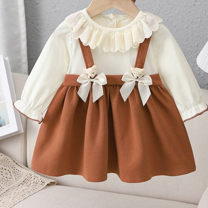 Cute Suspender Style Teddy Dress,9M to 4T.