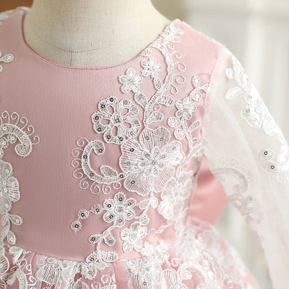 High Detailed Embroidered Dresses,Pink/Purple,12M to 5T.
