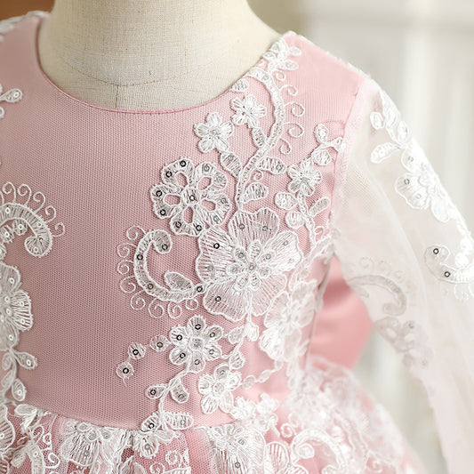 High Detailed Embroidered Dresses,Pink/Purple,12M to 5T.