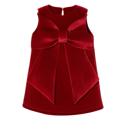 Stunning Red Bow Velvet Dress,12M to 6T.