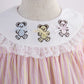 Pink Gingham Bear Embroidered Dress,12M to 6T.