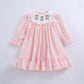 Pink Gingham Bear Embroidered Dress,12M to 6T.