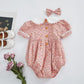 Beautiful Floral Hand Smocked Romper,3M To 3T.